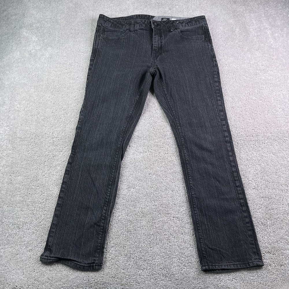 Volcom Jeans Mens 36x30 Black Vorta Slim Straight‎ Stretch Denim Skater